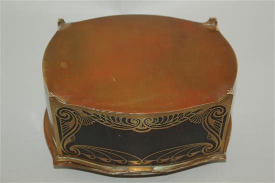 An Erhard & Sohne rosewood and brass inlaid secessionist table casket, 9in.